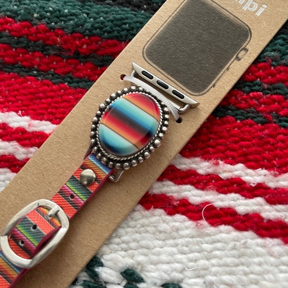 Silver, Turquoise and Serape Apple Watch Band NWT - Picture 3 of 5